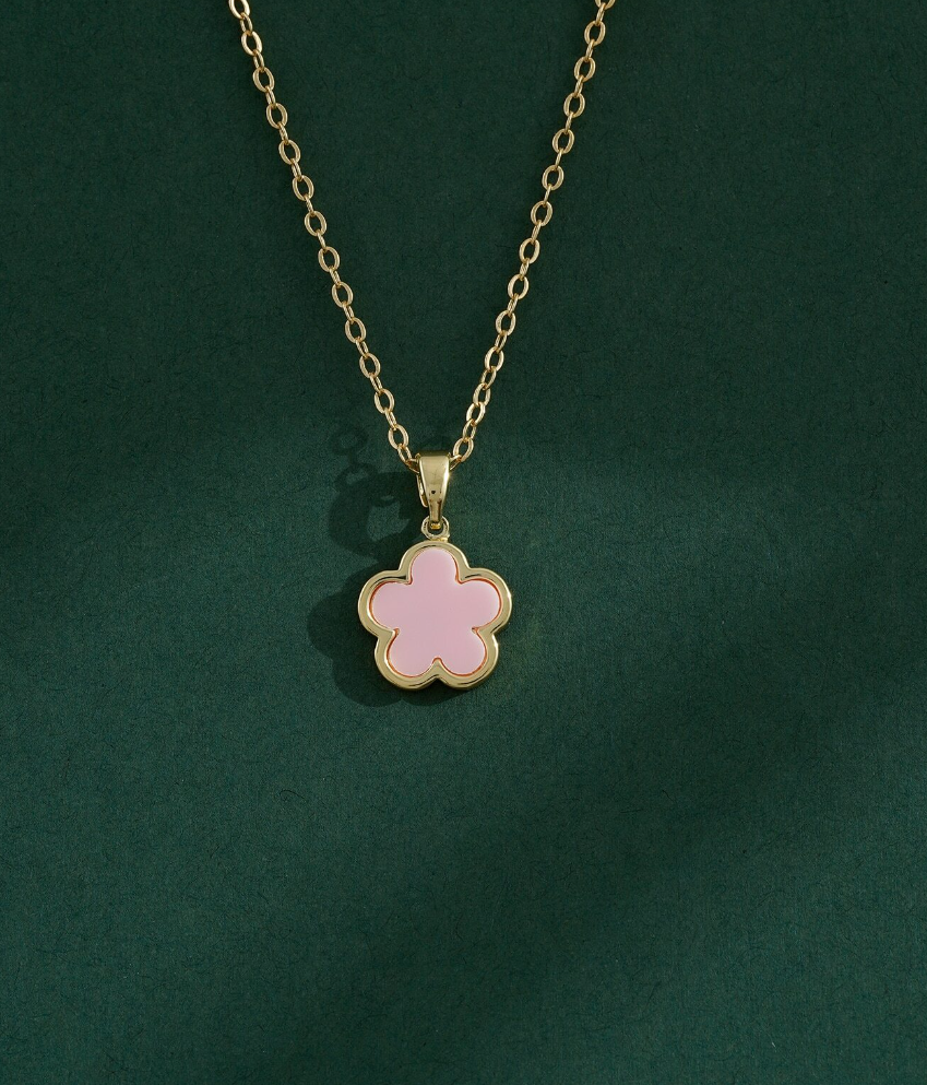 Flower Pendant Necklace - Pink