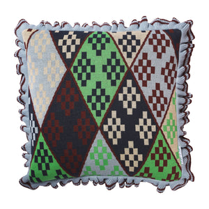Sage and Clare - Brunetta Jacquard Cushion - Blue Bell