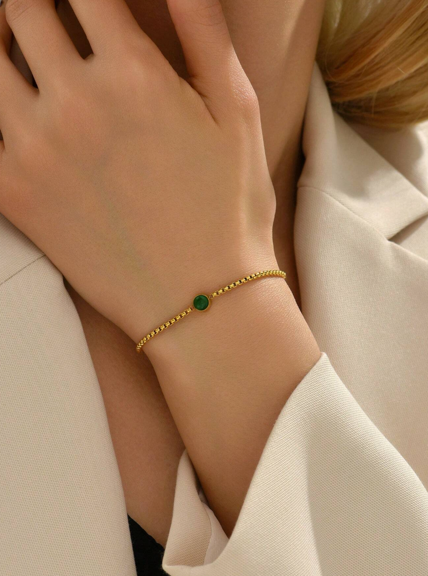 Green Crystal Chain Bracelet