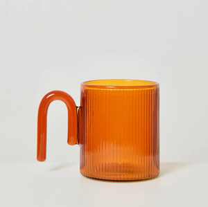 Sage & Cooper - Archer Ribbed Glass Cup - Amber/Amber