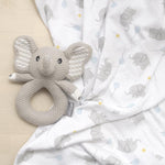 Load image into Gallery viewer, Jersey Swaddle &amp; Rattle Gift Set - Mason Elephant

