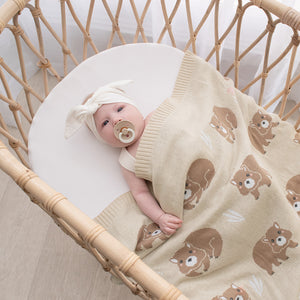 Baby Blanket - Wombat/Natural