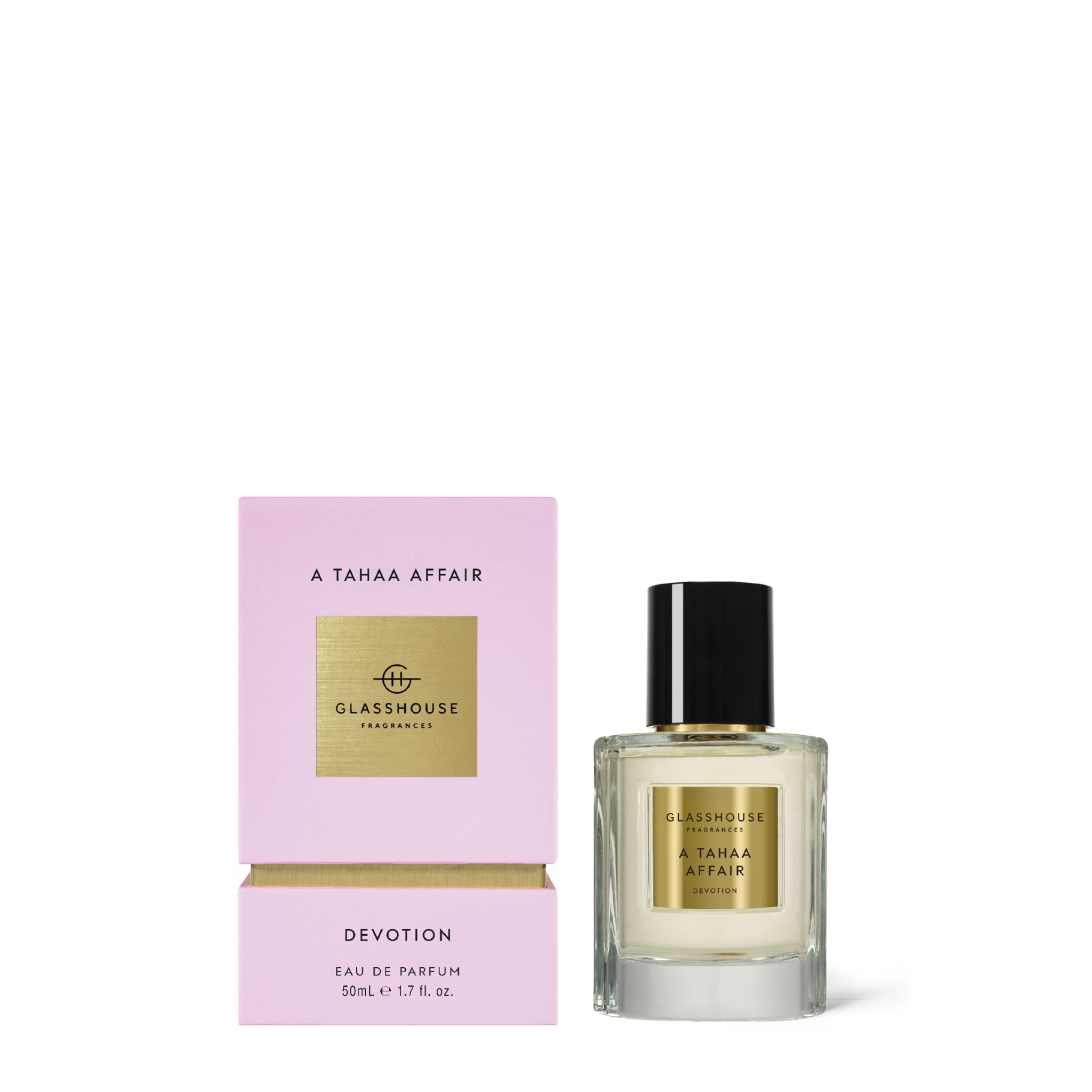 Glasshouse Fragrances 50ml Eau de Parfum - A TAHAA AFFAIR DEVOTION - Butterscotch Caramel & Jasmine