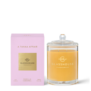 Glasshouse Fragrances 380g Soy Candle - A TAHAA AFFAIR - Vanilla Caramel