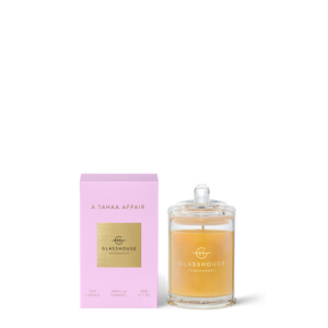 Glasshouse Fragrances 60g Soy Candle - A TAHAA AFFAIR - Vanilla Caramel
