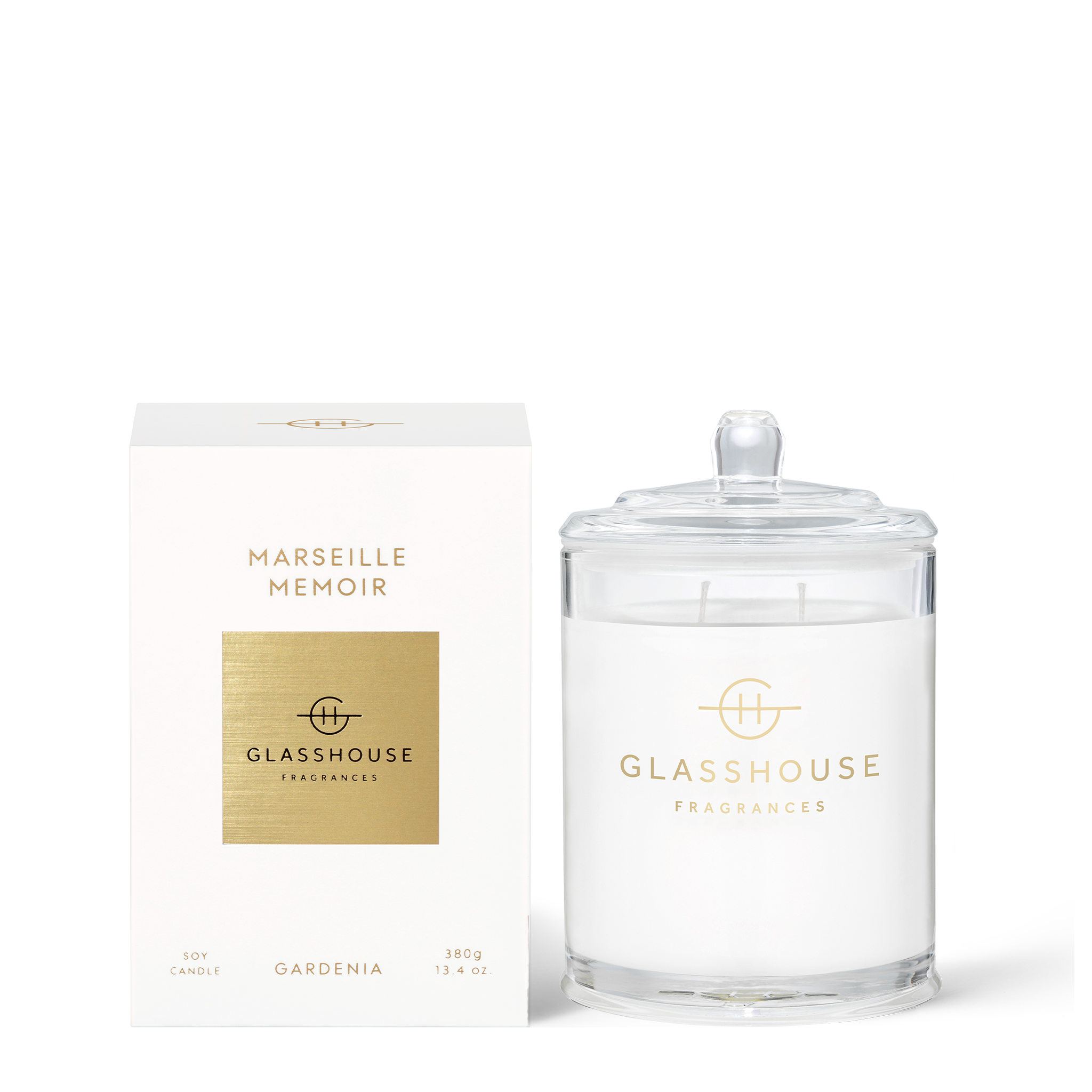 Glasshouse Fragrances 380g Soy Candle - MARSEILLE MEMOIR - Gardenia