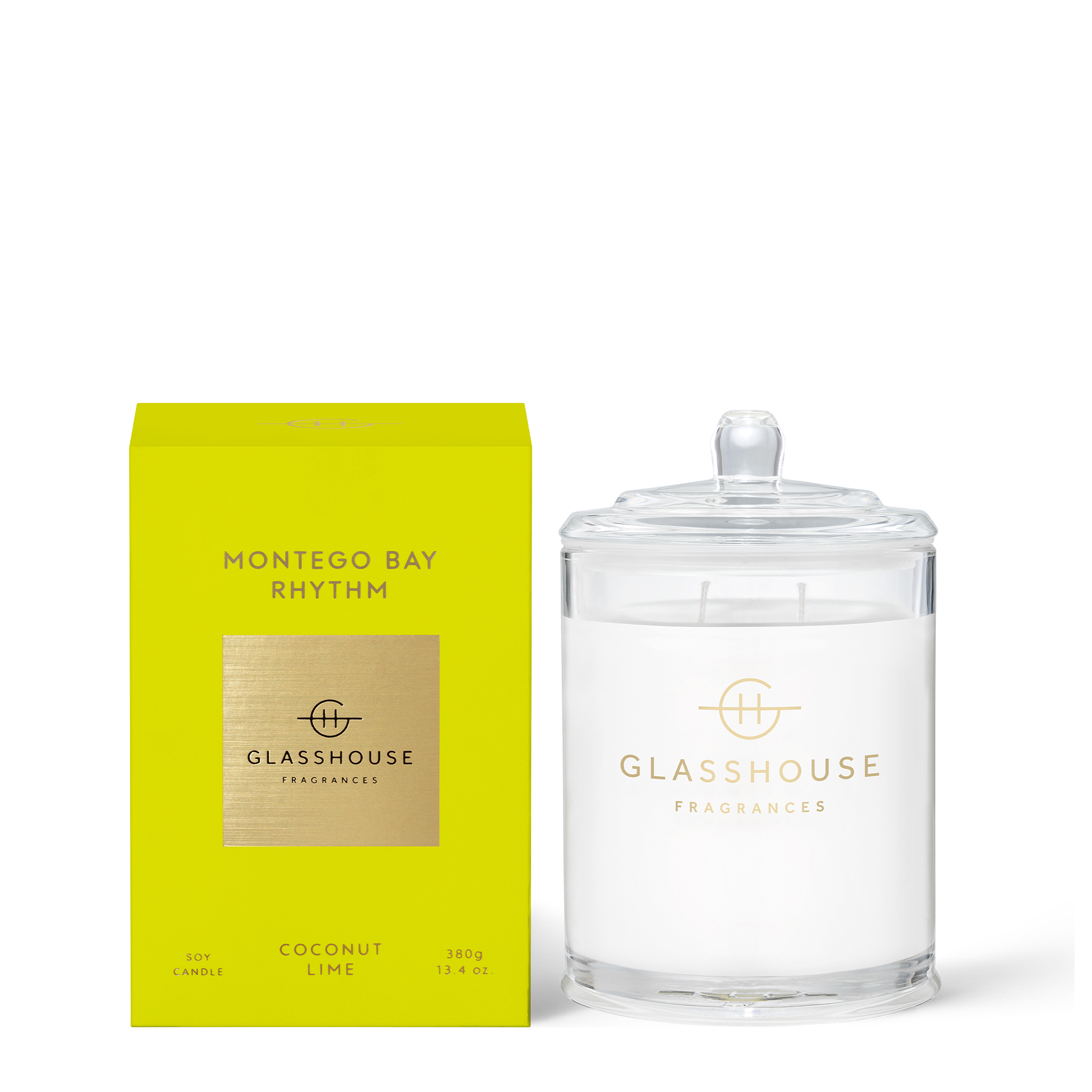 Glasshouse Fragrances 380g Soy Candle - MONTEGO BAY RHYTHM - Coconut & Lime
