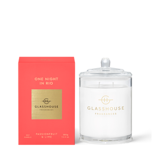 Glasshouse Fragrances 380g Soy Candle - ONE NIGHT IN RIO - Passionfruit & Lime