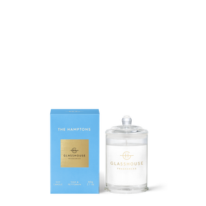 Glasshouse Fragrances 60g Soy Candle - THE HAMPTONS - Teak & Petitgrain