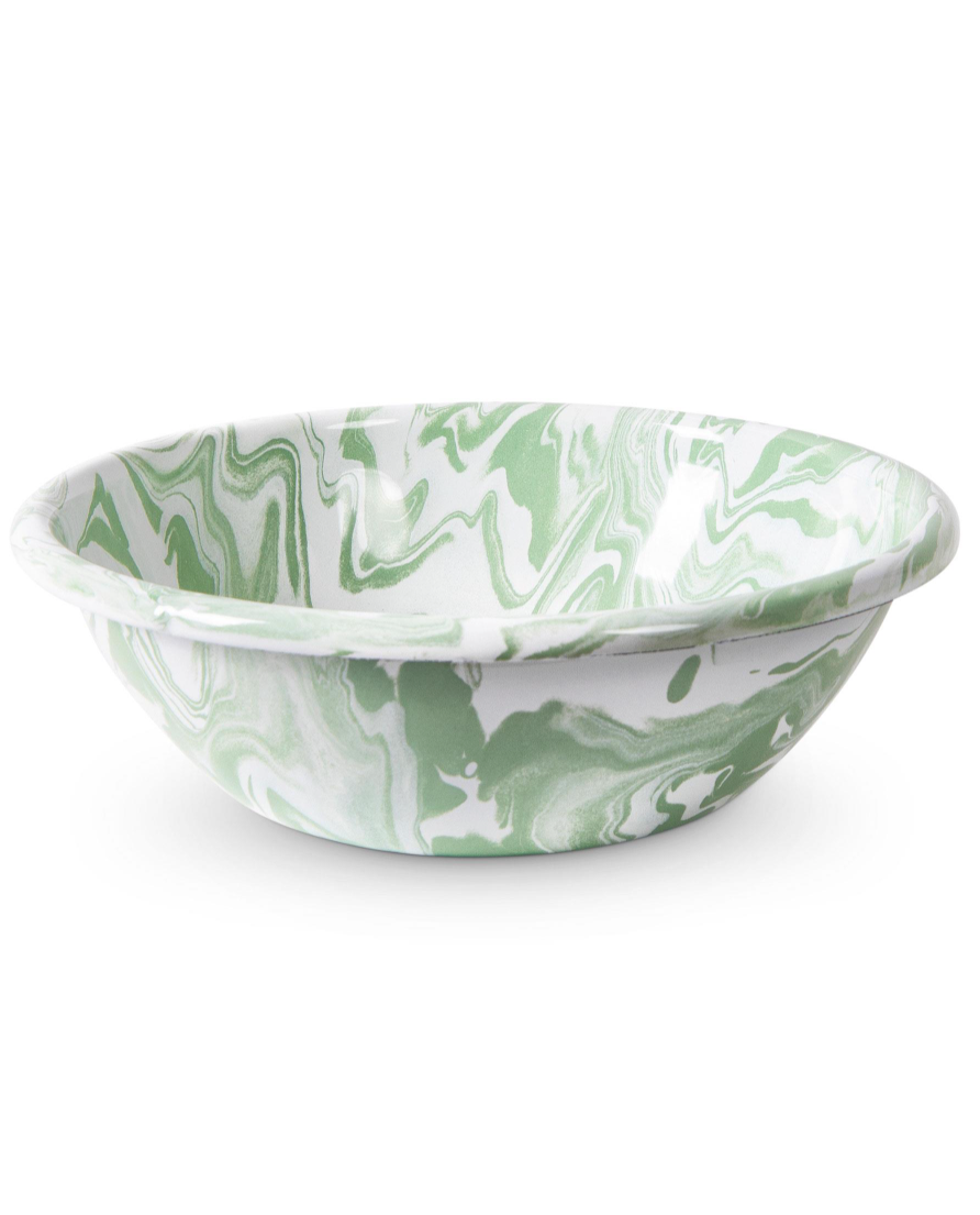 Kip & Co - Enamel Salad Bowl - Green Marble